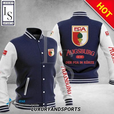 FC Augsburg Dark Blue White Baseball Jacket