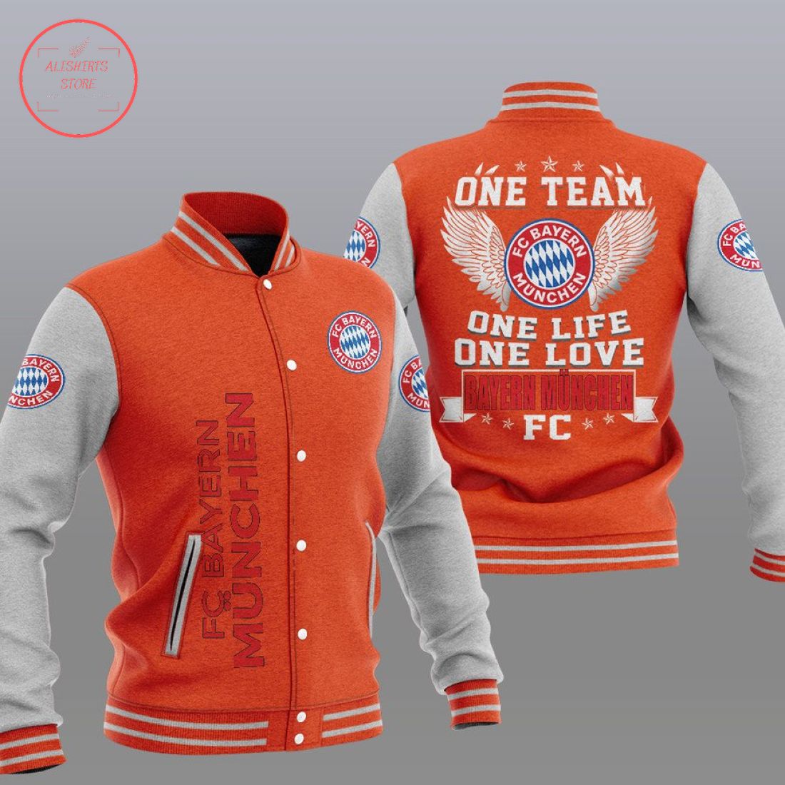 Bayern Munich Orange One Team Baseball Jacket Bayern Munich Orange One Team Baseball Jacket