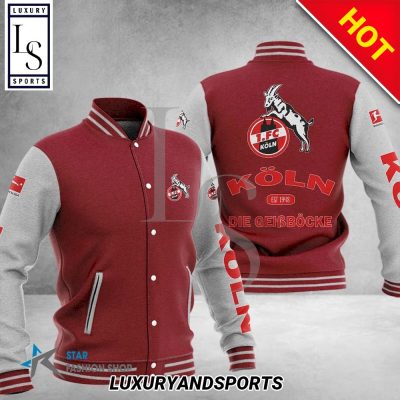1. FC K?ln Maroon White Baseball Jacket