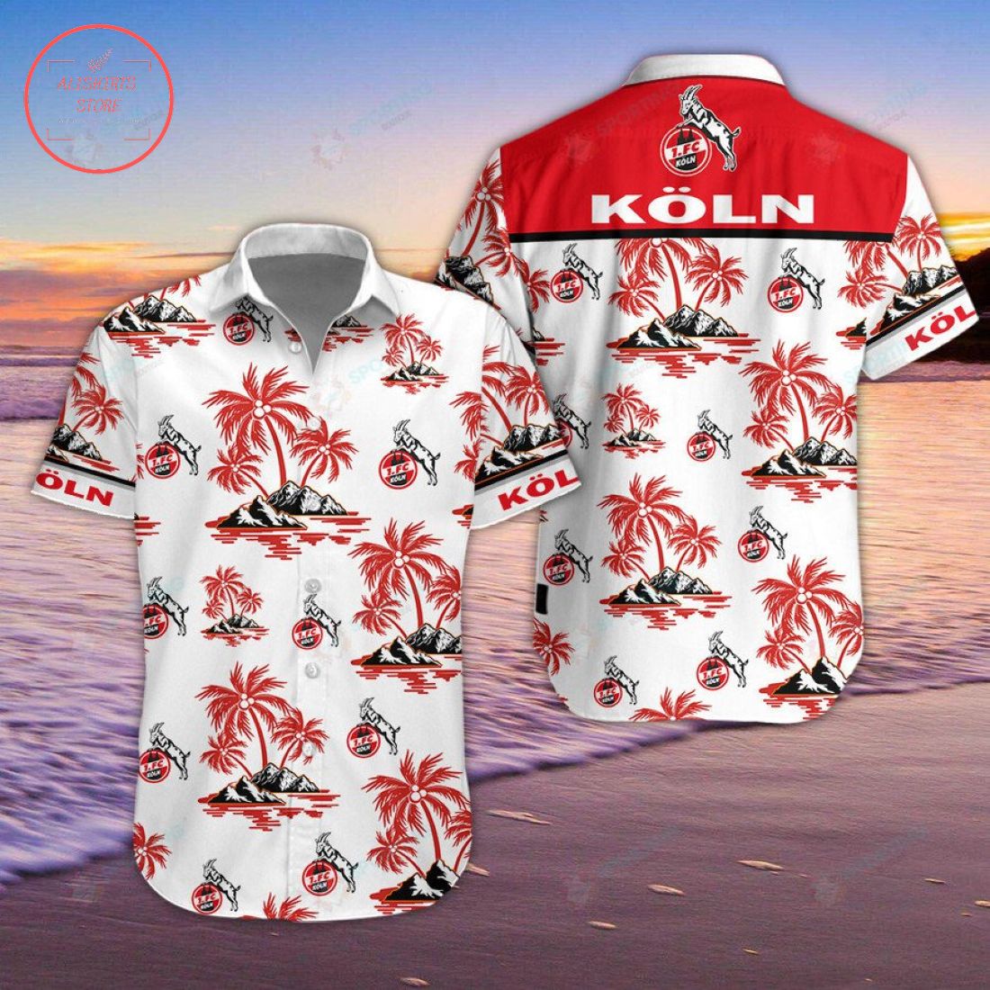 1. FC K?ln Coconut Tree Hawaiian Shirt 1. FC K?ln Coconut Tree Hawaiian Shirt