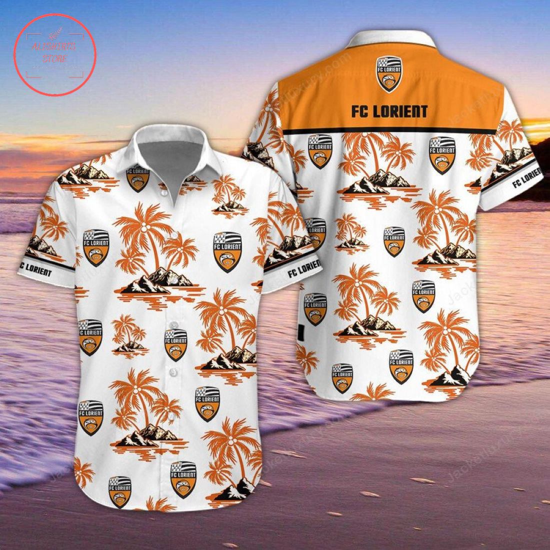 FC Lorient Coconut Tree Hawaiian Shirt FC Lorient Coconut Tree Hawaiian Shirt