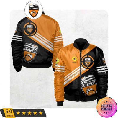 FC Lorient Ligue 1 Orange Black Bomber Jacket