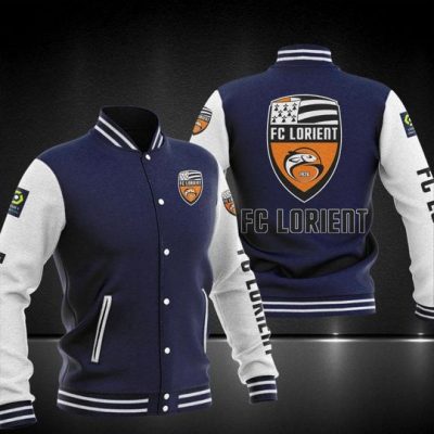 FC Lorient Dark Blue White Baseball Jacket