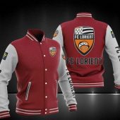 FC Lorient Maroon White Baseball Jacket