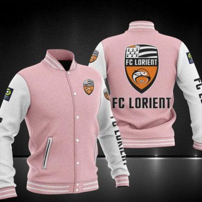 FC Lorient Pink White Baseball Jacket
