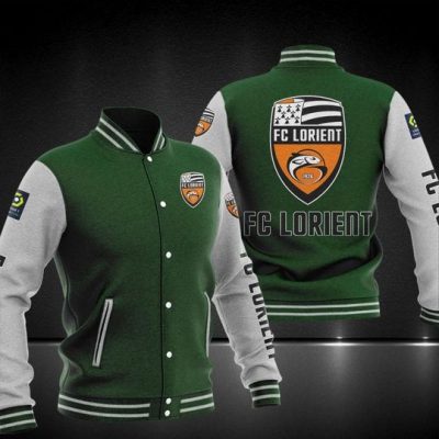 FC Lorient Dark Green White Baseball Jacket