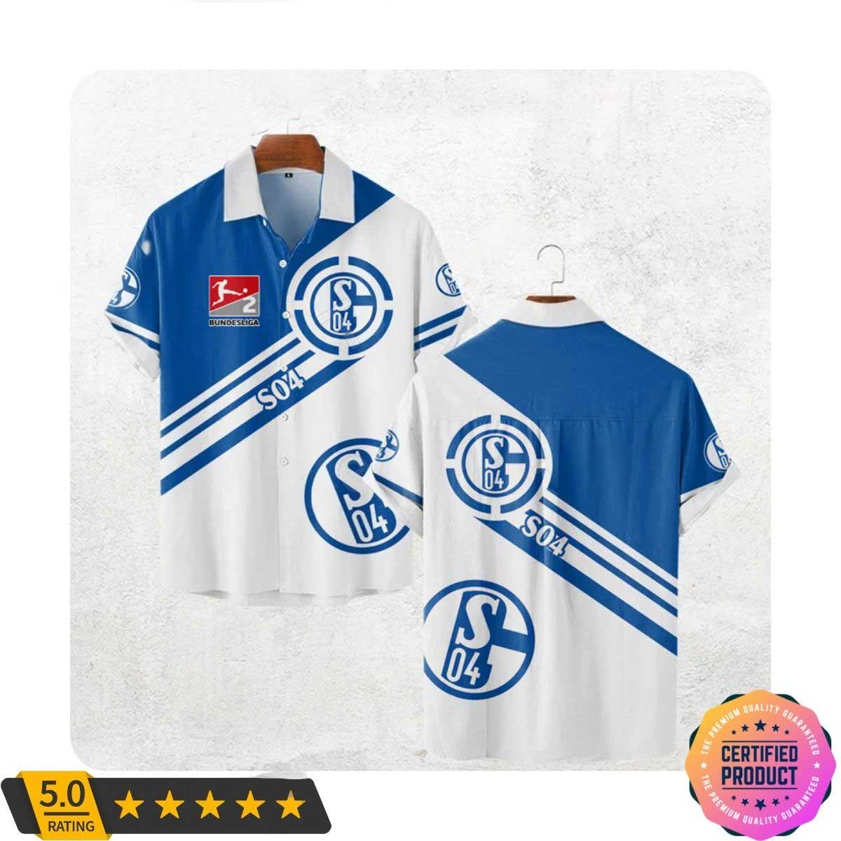 FC Schalke 04 Bundesliga Blue White Hawaiian Shirt FC Schalke 04 Bundesliga Blue White Hawaiian Shirt