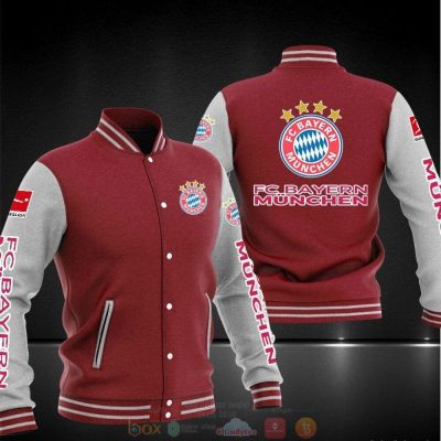 Bayern Munich Red Grey Baseball Jacket