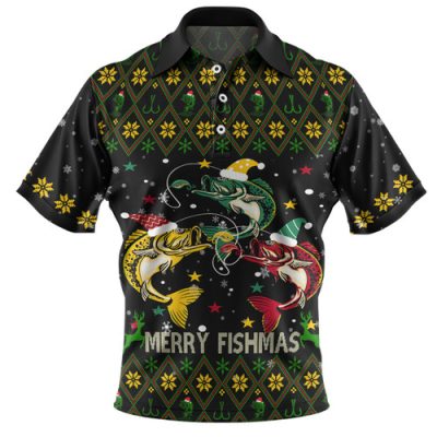 Australia Christmas Fishing Custom Polo Shirt - Merry Fishmas Fishing Ugly Christmas Polo Shirt