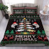 Australia Christmas Fishing Bedding Set - Merrry Fishmas Fishing Rod Christmas Tree Bedding Set