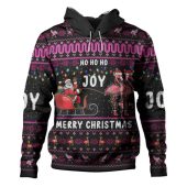 Australia Christmas Custom Hoodie - Aussie Christmas Pink Flamingo Santa Sleigh Hoodie
