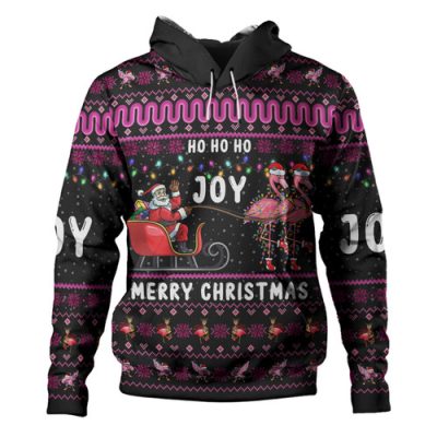Australia Christmas Custom Hoodie - Aussie Christmas Pink Flamingo Santa Sleigh Hoodie