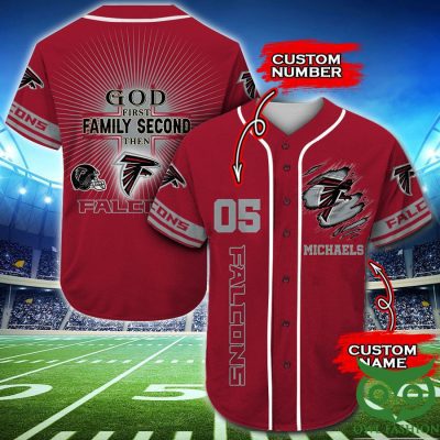 NFL Atlanta Falcons Custom Name Number Red Baseball Jersey