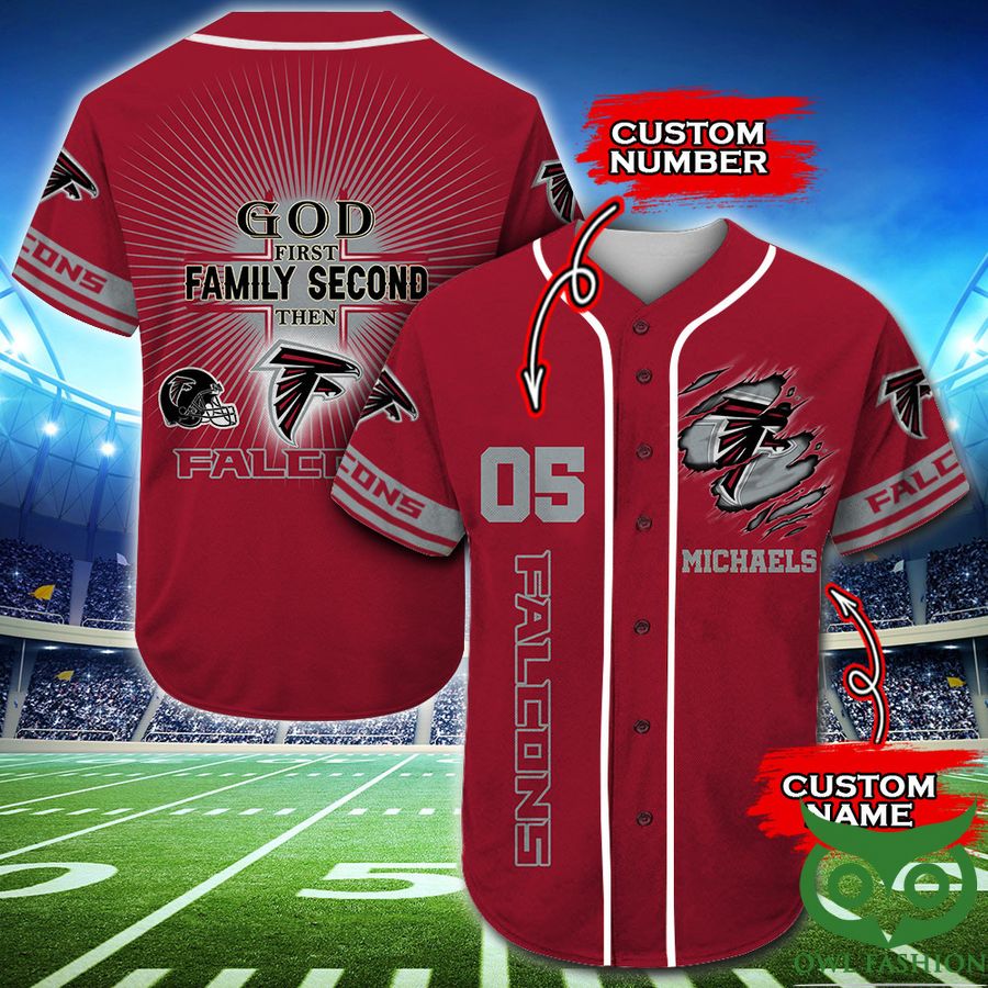 NFL Atlanta Falcons Custom Name Number Red Baseball Jersey NFL Atlanta Falcons Custom Name Number Red Baseball Jersey