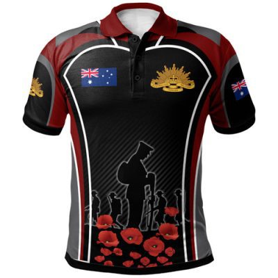Australia Anzac Lest We Forget Polo Shirt - Poppy Flowers