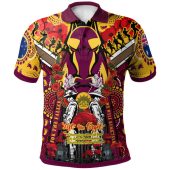Brisbane Broncos Anzac Polo Shirt - Broncos Anzac Day Commemoration With Poppy And Aboriginal Inspired Patterns