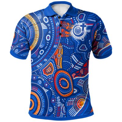 [Custom] Australia Aboriginal Inspired Polo Shirt - Indigenous Footprint Patterns Blue Color