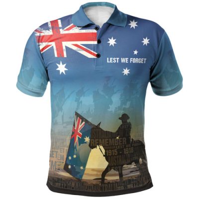 Australia Polo Shirt - Anzac Shirt Lest We Forget Blue