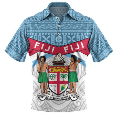 Australia South Sea Islanders Polo Shirt - Fiji In Fijian Tapa Pattern Coat Of Arms Symbol Polo Shirt