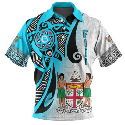 Australia  South Sea Islanders Polo Shirt - Fiji With Polynesian Tapa Patterns And Coat Of Arms Symbol Polo Shirt