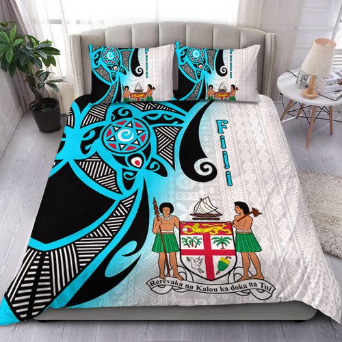 Australia South Sea Islanders Bedding Set - Fiji With Polynesian Tapa Patterns And Coat Of Arms Symbol Bedding Set Australia South Sea Islanders Bedding Set - Fiji With Polynesian Tapa Patterns And Coat Of Arms Symbol Bedding Set