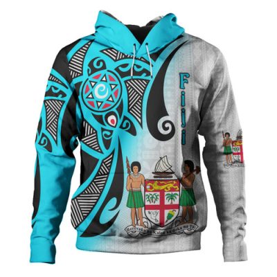 Australia  South Sea Islanders Hoodie - Fiji With Polynesian Tapa Patterns And Coat Of Arms Symbol Hoodie