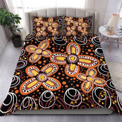 Australia Aboriginal Bedding Set - Aboriginal Flowers Art Bedding Set