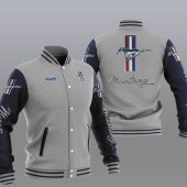 Ford Mustang Gray Baseball Jacket