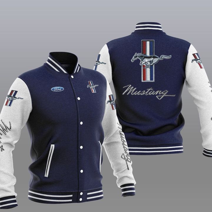 Ford Mustang Blue Baseball Jacket Ford Mustang Blue Baseball Jacket