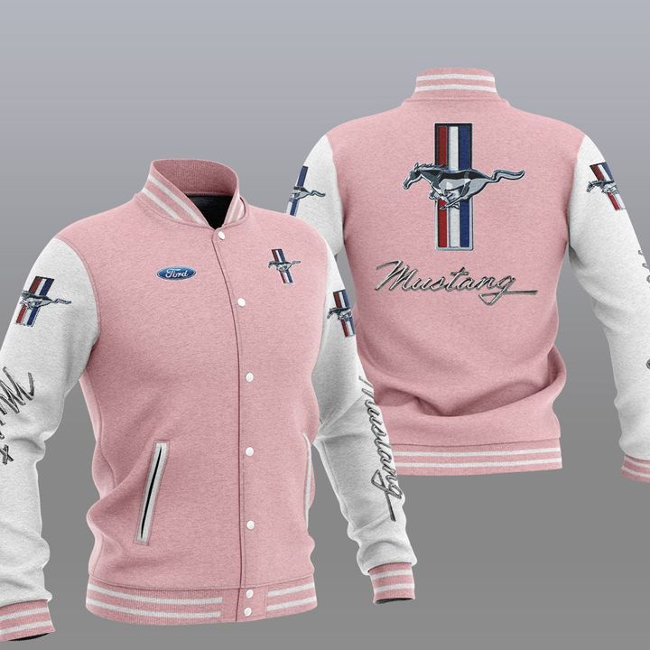 Ford Mustang Pink Baseball Jacket Ford Mustang Pink Baseball Jacket