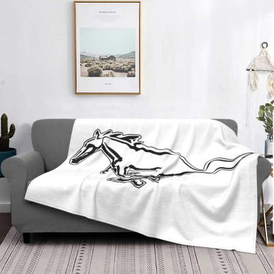 Ford Mustang White Fleece Blanket