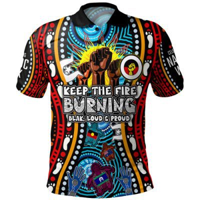 (Custom) Australia Polo Shirt Indigenous Culture Naidoc Week Keep The Fire Burning! Blak, Loud & Proud