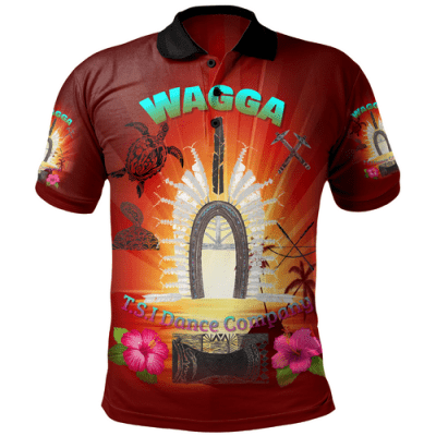( Custom ) Australia Polo Shirt Island Spirit TSI Drum And Warrior Sunrise Design