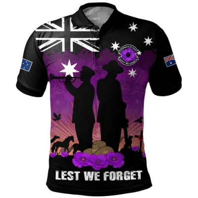 Australia Polo Shirt Anzac Day Remembering Service Animals Sacrifice