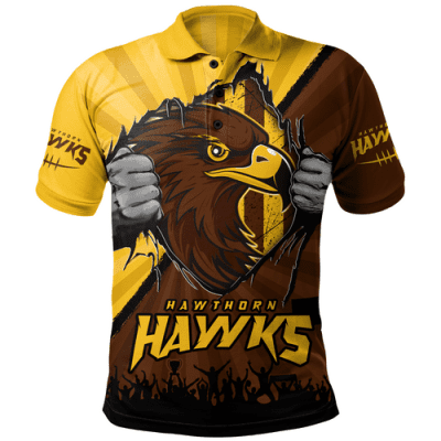 Hawthorn Polo Shirt Breaking Through Fan Design