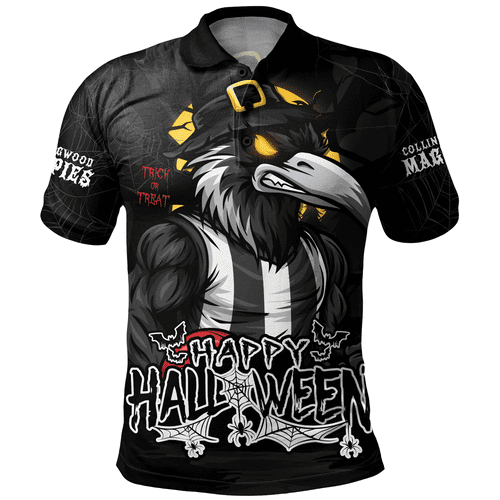 Collingwood Polo Shirt Full Moon Fever Halloween Supporter Collingwood Polo Shirt Full Moon Fever Halloween Supporter