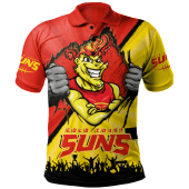 Gold Coast SUNS Polo Shirt Breaking Through Fan Design