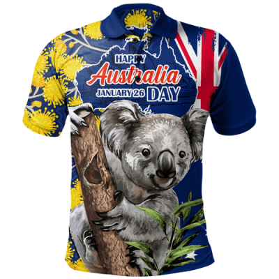 Australia Polo Shirt Australia Day Koala Golden Wattle Edition
