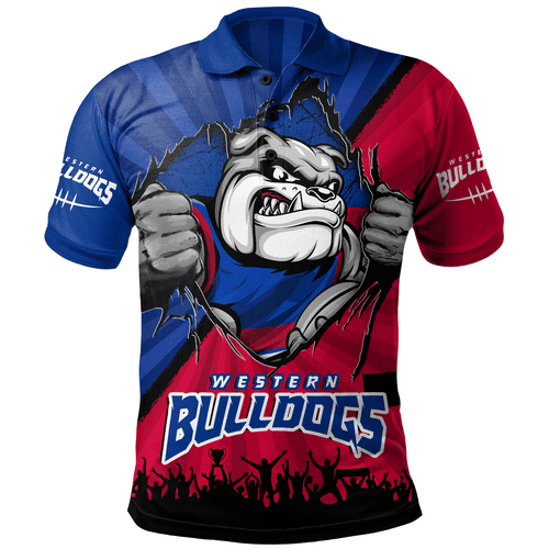 Western Bulldogs Polo Shirt Breaking Through Fan Design Western Bulldogs Polo Shirt Breaking Through Fan Design