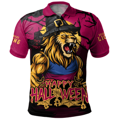 Brisbane Lions Polo Shirt Full Moon Fever Halloween Supporter