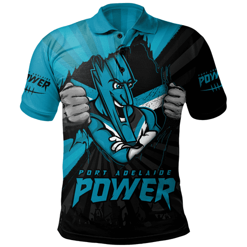 Port Adelaide Polo Shirt Breaking Through Fan Design Port Adelaide Polo Shirt Breaking Through Fan Design