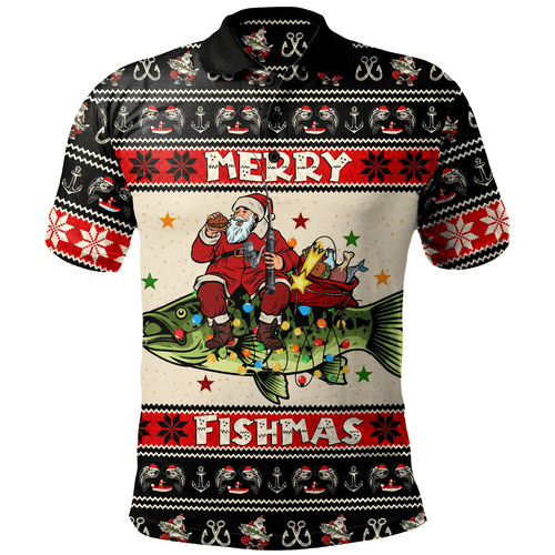 Australia Polo Shirt Fishing Santa Ugly Christmas Australia Polo Shirt Fishing Santa Ugly Christmas