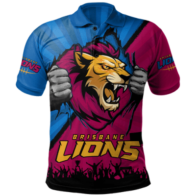 Brisbane Lions Polo Shirt Breaking Through Fan Design