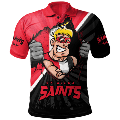 St Kilda Polo Shirt Breaking Through Fan Design