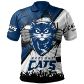 Geelong Cats Polo Shirt Breaking Through Fan Design
