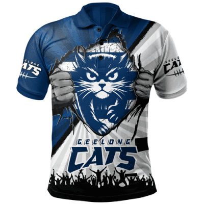 Geelong Cats Polo Shirt Breaking Through Fan Design