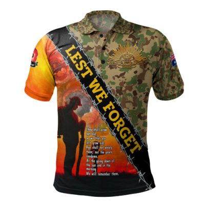 Australia Anzac Day Polo Shirt - Lest We Forget Vintage Style