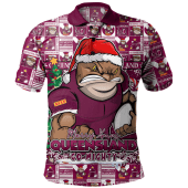 Queensland Maroons Polo Shirt Merry Ugly Christmas Comic Style