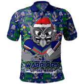 New Zealand Warriors Polo Shirt Merry Ugly Christmas Comic Style