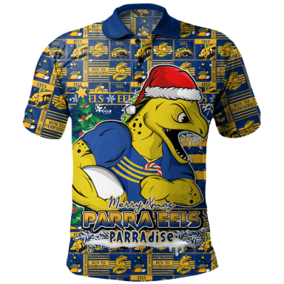 Parramatta Eels Polo Shirt Merry Ugly Christmas Comic Style